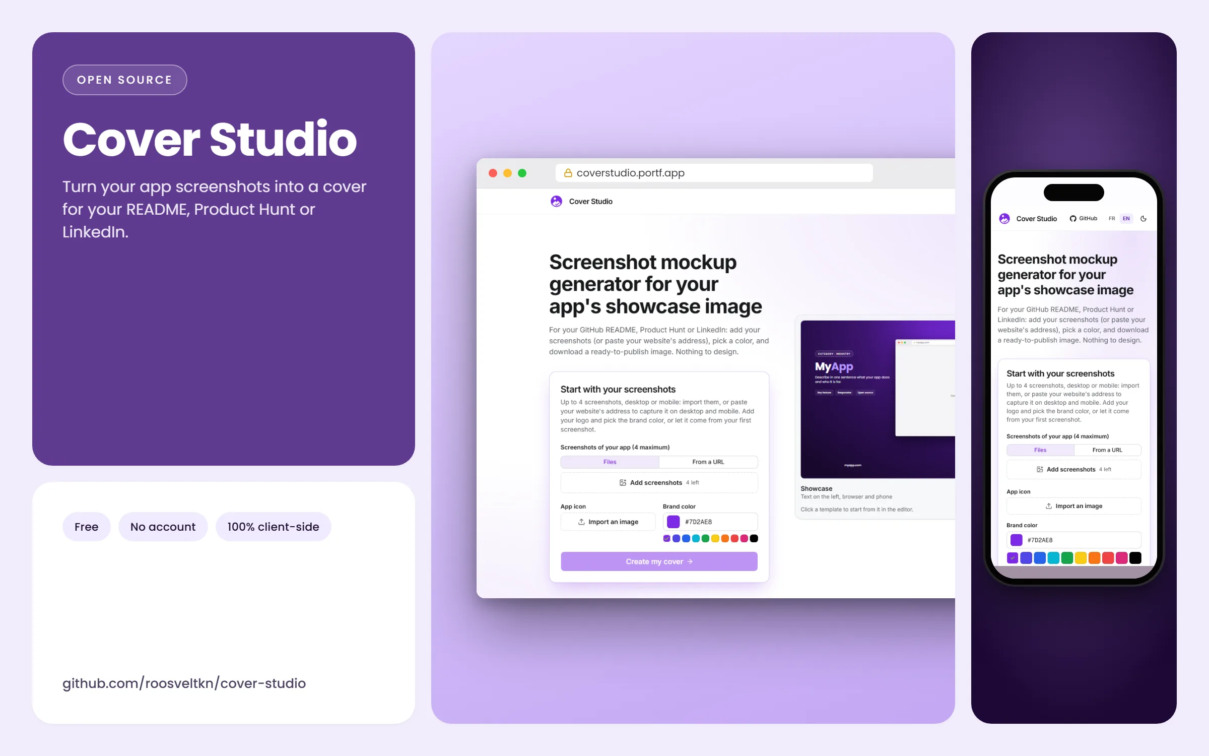 README banner with the project name and three screenshots arranged in a grid