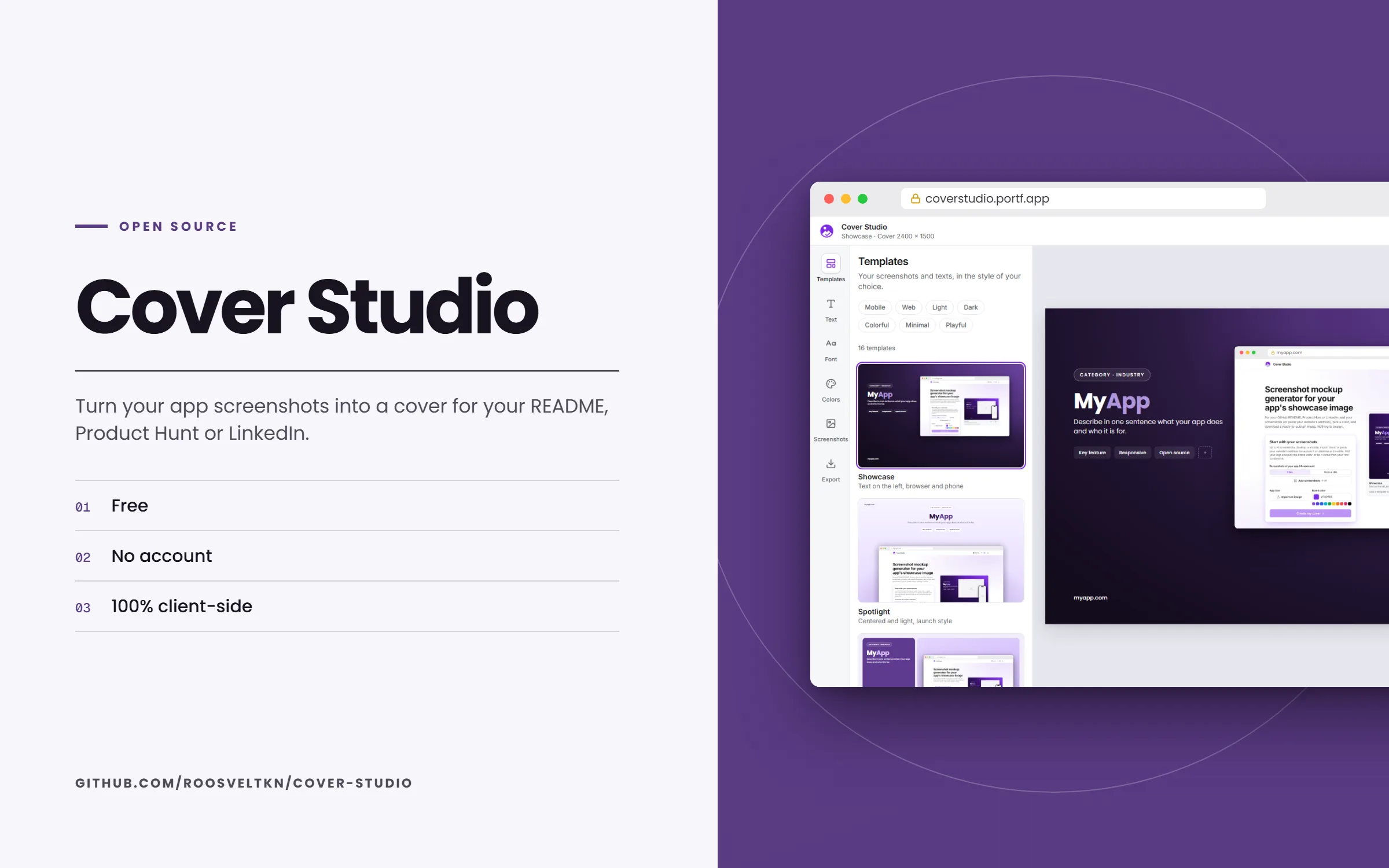 README banner with a large title on the left and a desktop screenshot on the right